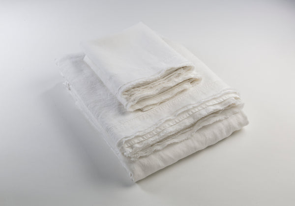 Fresh White Linen Sheet Set