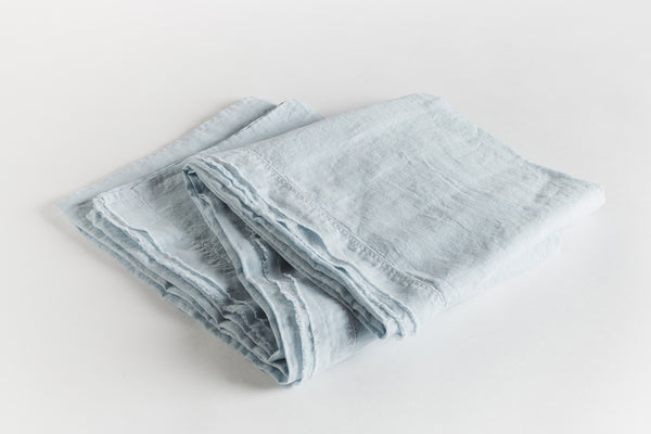 Soft Washed Pure Linen Flat Sheet - Blue